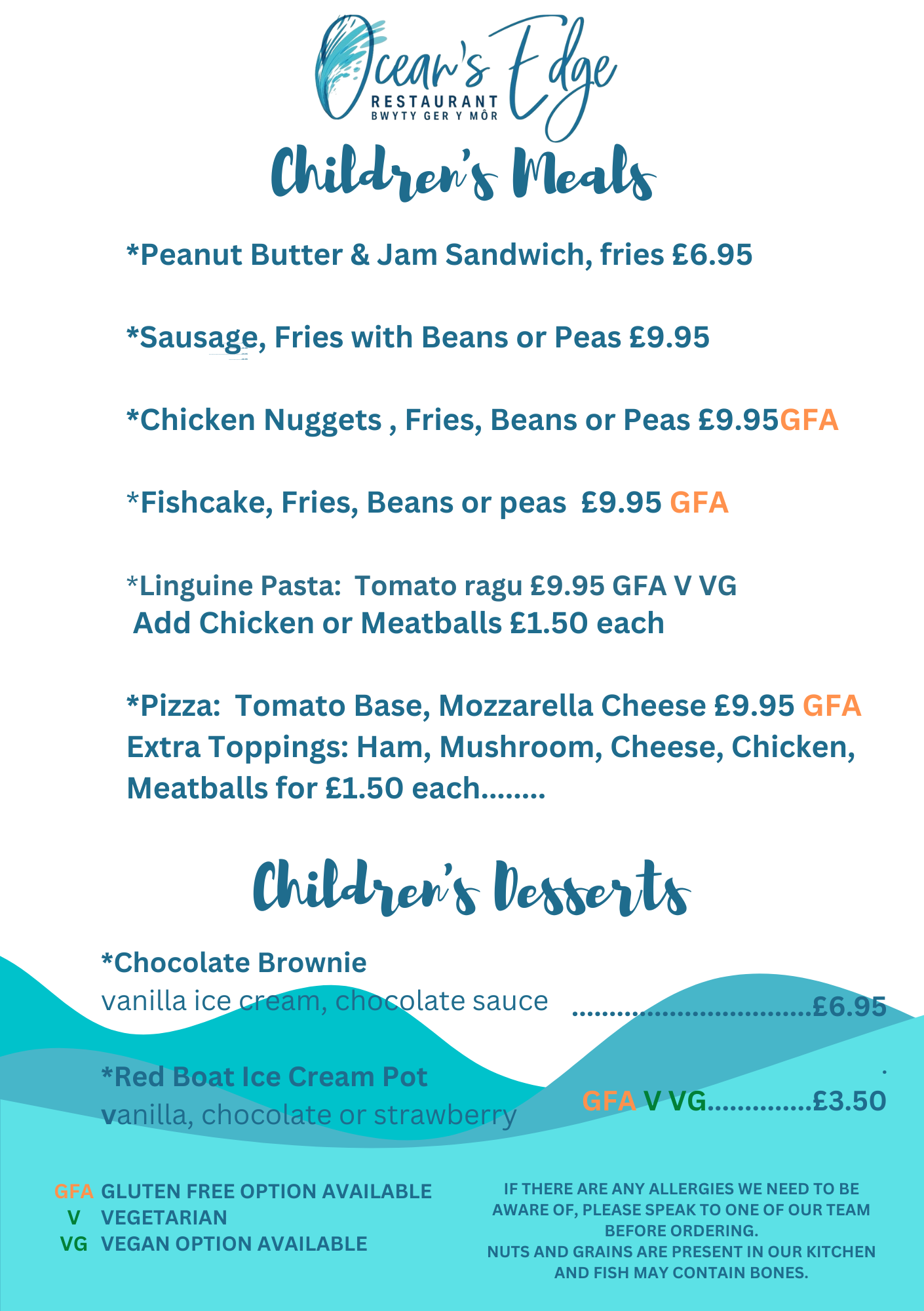 childrens menu